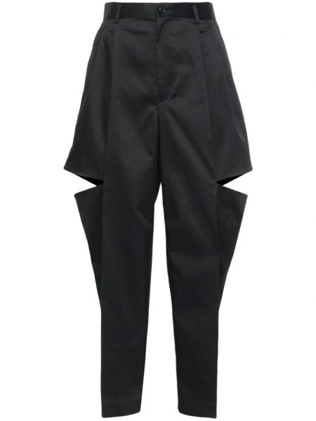 Pantaloni cu picior drept plisate Noir Kei Ninomiya negru
