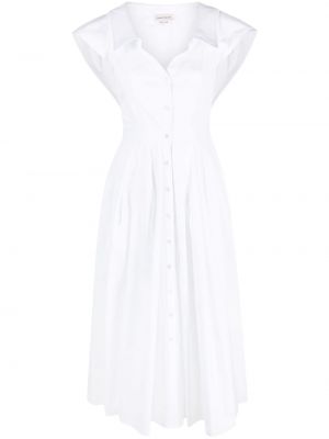 Sukienka koszulowa bawełniana Alexander Mcqueen biała