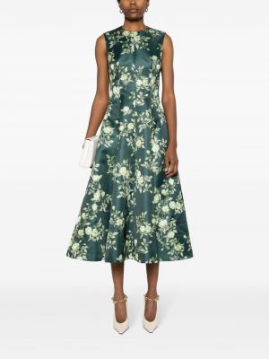 Květinové midi šaty s potiskem Emilia Wickstead zelené