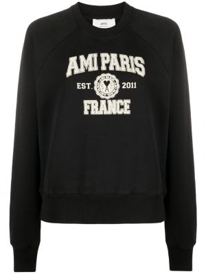 Trykt bomull sweatshirt Ami Paris svart