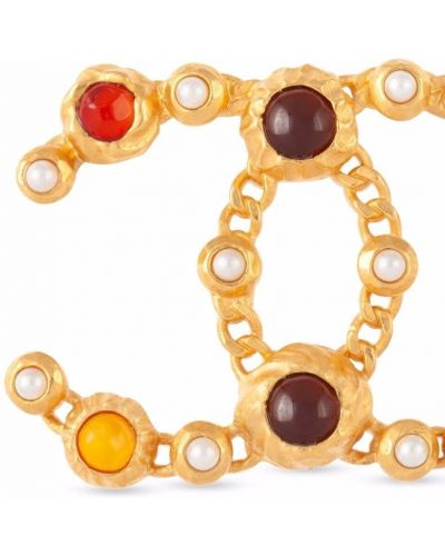 Broche con perlas Chanel Pre-owned dorado