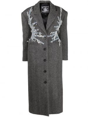 Manteau en laine à motif chevrons Y/project gris
