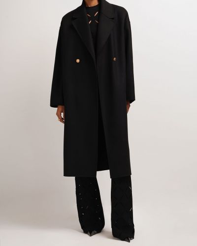Gyapjú kabát Versace fekete