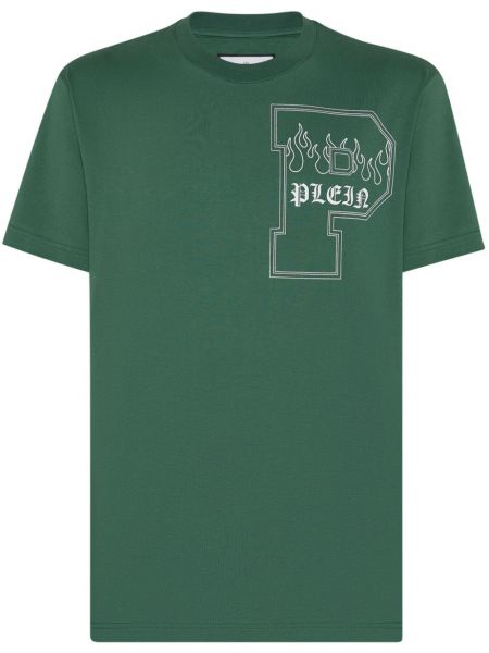 Памучна тениска с принт Philipp Plein зелено