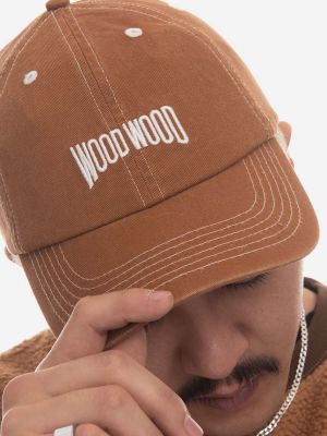 Памучна шапка с козирки с апликация Wood Wood кафяво