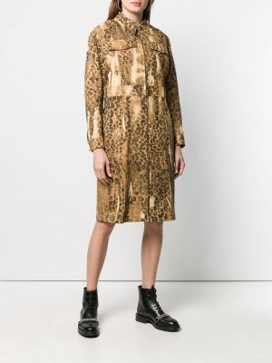Leopardí kabát s potiskem Christian Dior hnědý