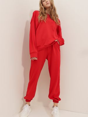 Melegítő szett Trend Alaçatı Stili piros
