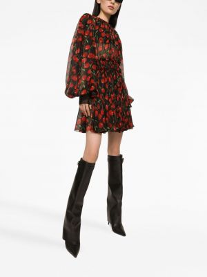Mustriline siidist kleit Dolce & Gabbana