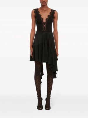 Krajkové asymetrické šaty Victoria Beckham černé