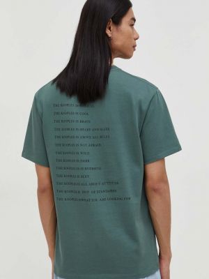 Bavlněné tričko s potiskem The Kooples zelené