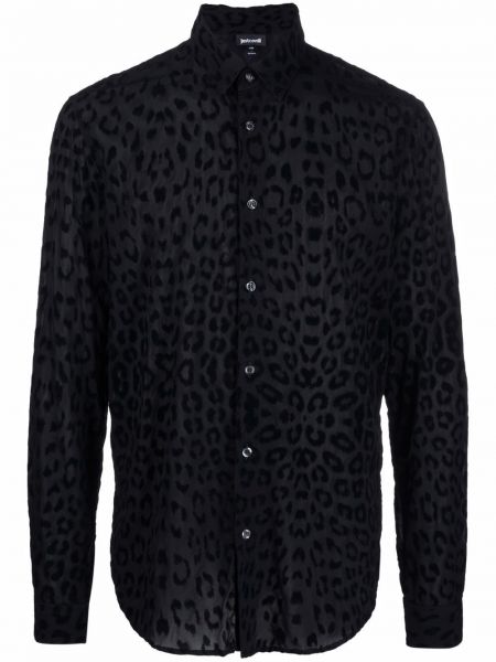 Camisa con estampado leopardo Just Cavalli negro