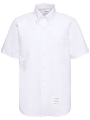 Bavlnená priliehavá košeľa na gombíky Thom Browne biela
