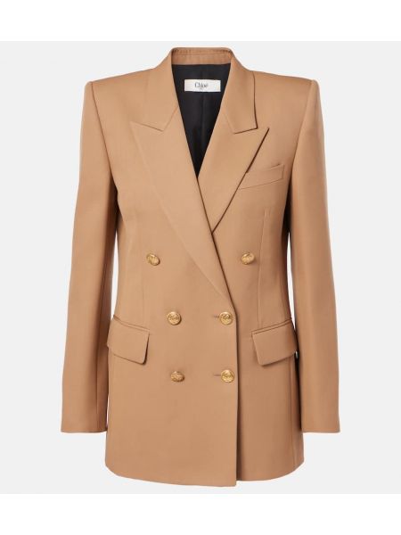 Yün kruvaze blazer Chloé kahverengi