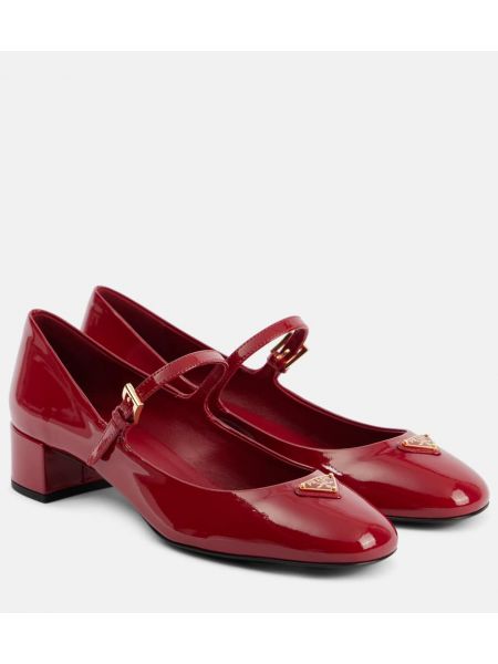 Lack läder mary jane pumps Prada röd