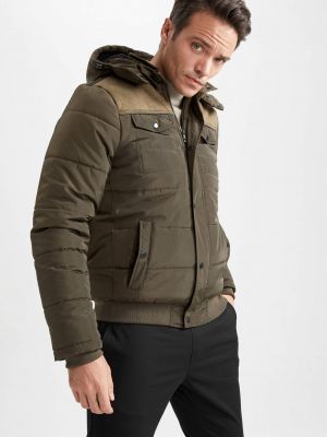 Slim fit fleecový kabát s kapucí Defacto