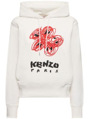 Pamučna hoodie s kapuljačom Kenzo Paris bijela