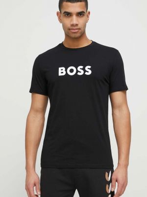 Тениска с дълъг ръкав с принт Boss черно