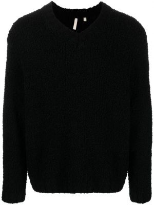 Μάλλινος πουλόβερ από μαλλί merino με λαιμόκοψη v Sunflower μαύρο