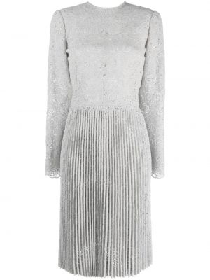 Krajkové plisované šaty Ermanno Scervino šedé