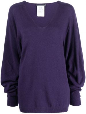 Пуловер с v-образно деколте Alberta Ferretti виолетово