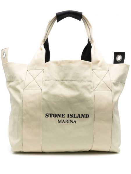 Pamuklu alışveriş çantası Stone Island mavi