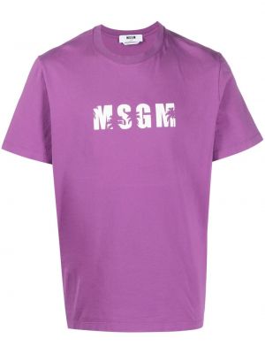 Tricou cu imprimeu din bumbac cu mâneci scurte Msgm - violet