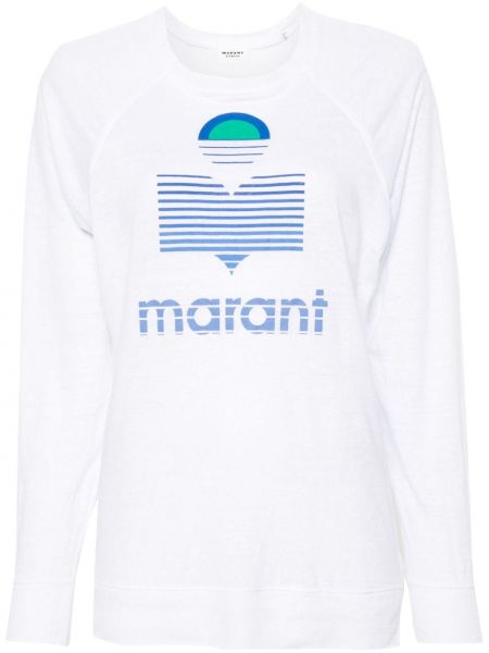 Ľanové tričko s potlačou Marant Etoile biela