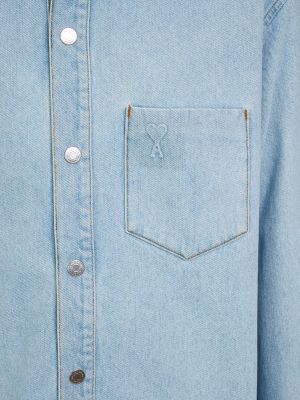 Pamučna traper jakna oversized Ami Paris plava
