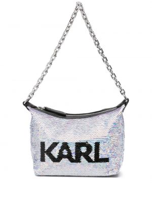 Ogrlica s cekini Karl Lagerfeld srebrna
