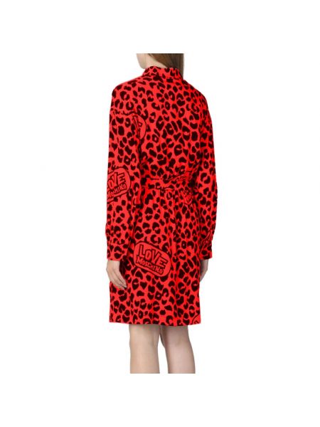 Mini vestido con estampado leopardo Love Moschino rojo