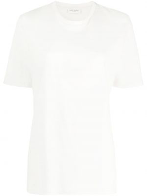 Bombažna majica z vezenjem Saint Laurent bela