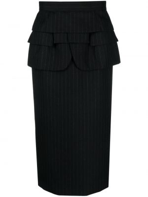 Pruhované vlněné midi sukně Sacai černé