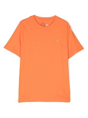 Broderet t-shirt for piger Ralph Lauren Kids orange