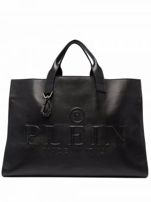 Кожени шопинг чанта Philipp Plein черно