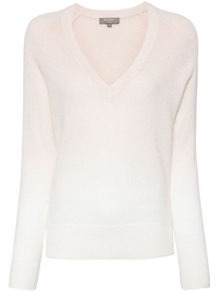 Kašmírový sveter s prechodom farieb N.peal biela