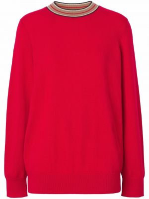 Кашмирен пуловер на райета Burberry червено