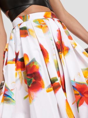 Pamučna midi suknja s cvjetnim printom Alexander Mcqueen bijela