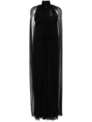 Hedvábné dlouhé šaty Alberta Ferretti černé
