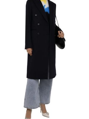 Кашемировое шерстяное пальто Victoria Beckham синее