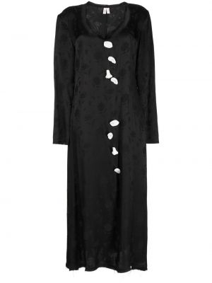 Φλοράλ μάξι φόρεμα ζακάρ Yuhan Wang μαύρο