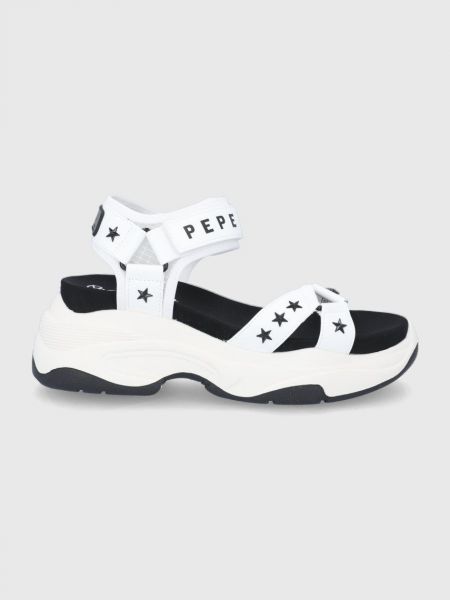 Със звездички сандали на платформе Pepe Jeans бяло