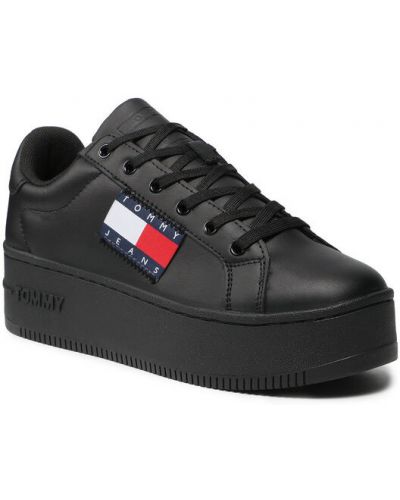 Tommy Jeans Sportcipő Flatform Flag Branding Sneaker EN0EN01504 Fekete