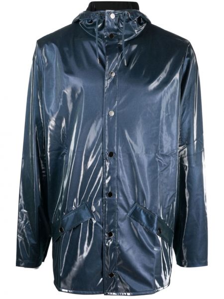 Δερμάτινο παλτό με κουκούλα Rains μπλε
