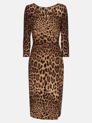 Плаття міді з принтом Dolce & Gabbana, коричневе