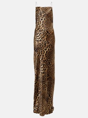 Leopardí hedvábné dlouhé šaty s potiskem Nili Lotan