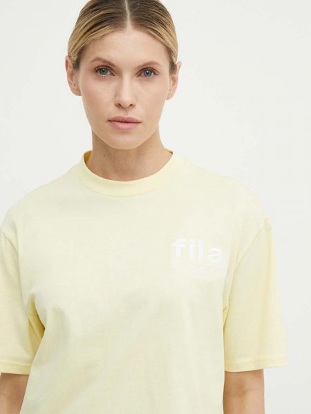 Koszulka bawełniana Fila żółta