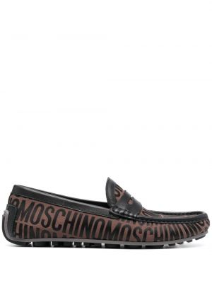 Žakárové kožené loafers Moschino