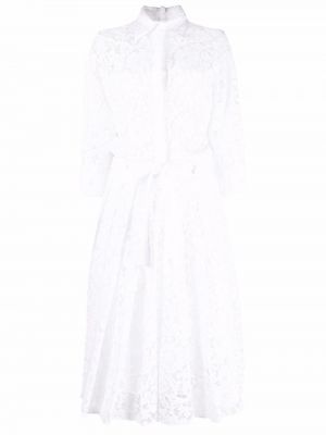 Klasické květinové bavlněné šaty s knoflíky Valentino - bílá