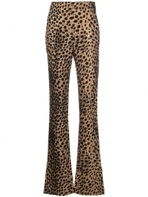 Leopard trykt flare bukser Genny gul