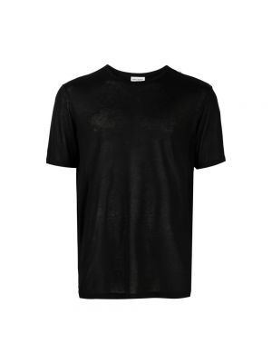 T-shirt ricamato a maniche corte con scollo tondo Saint Laurent nero
